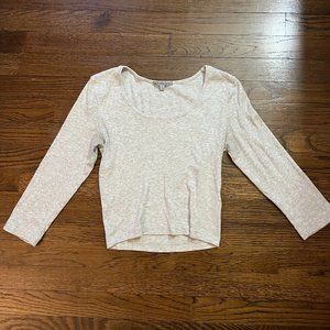 Charlotte Russe Cropped Waffle Long Sleeve Shirt